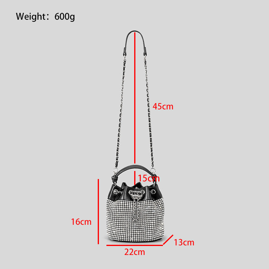 Lustrous Elegance Rhinestone Bucket Bag