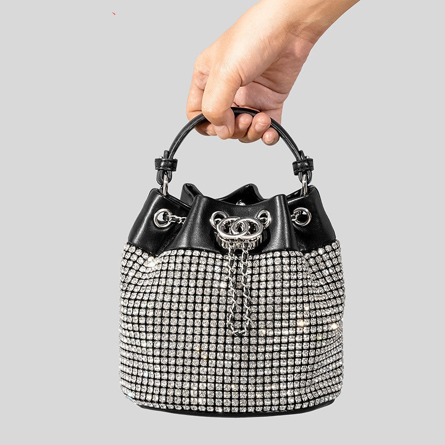 Lustrous Elegance Rhinestone Bucket Bag