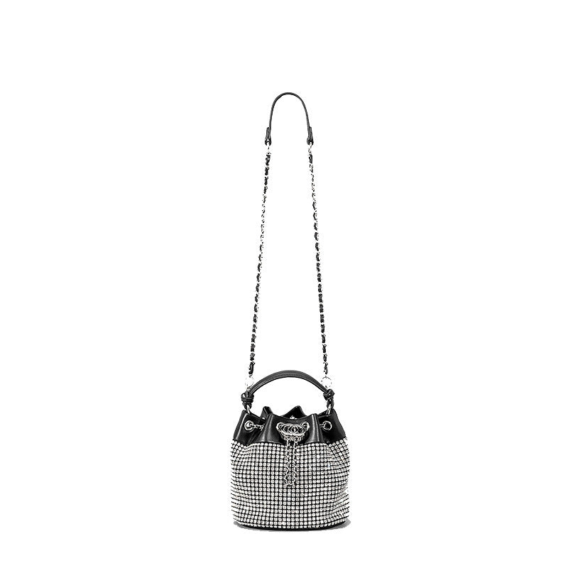 Lustrous Elegance Rhinestone Bucket Bag