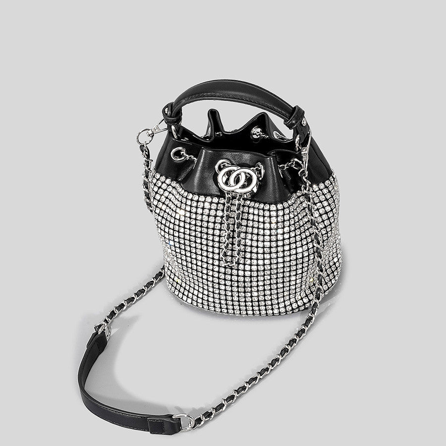 Lustrous Elegance Rhinestone Bucket Bag