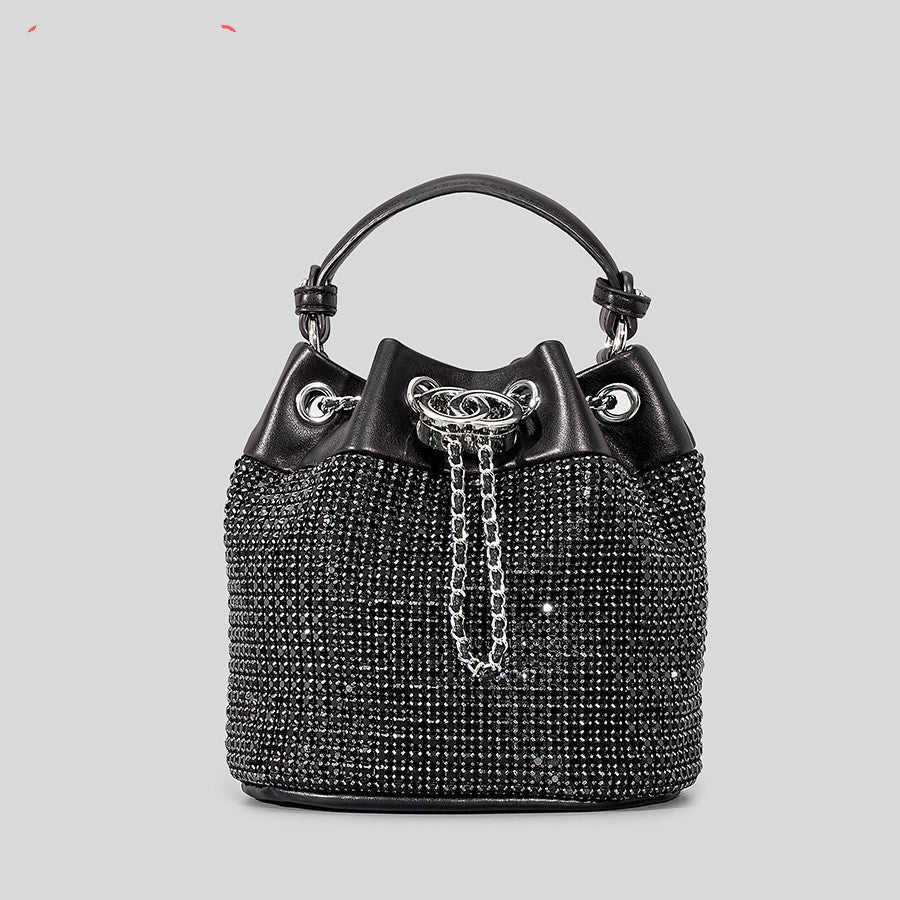 Lustrous Elegance Rhinestone Bucket Bag