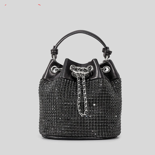 Lustrous Elegance Rhinestone Bucket Bag